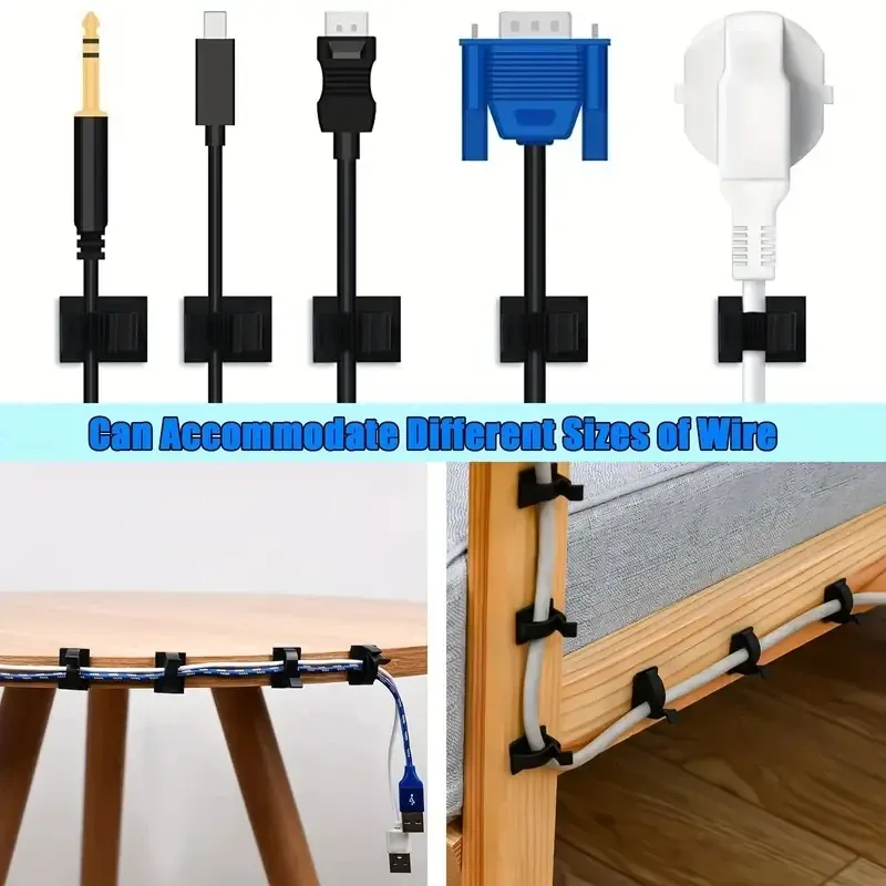 Mini clips de câble d'extérieur autoadhésifs avec bandes adhésives, lot de 50 pièces 6