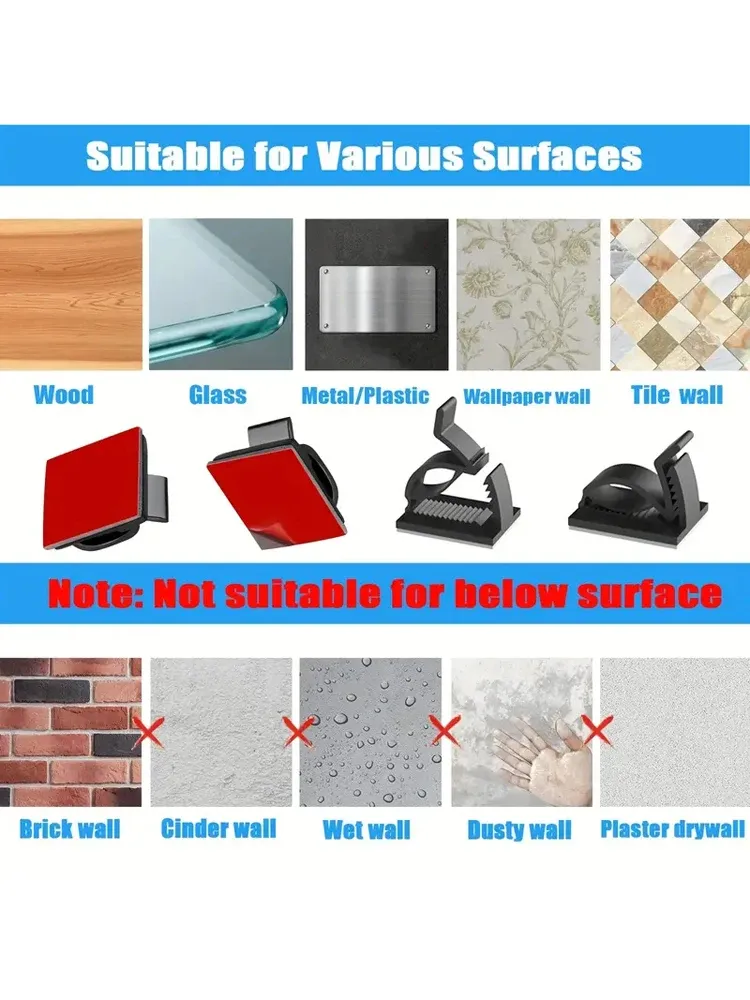 Clips de câble décoratifs en situation sur une surface lisse
