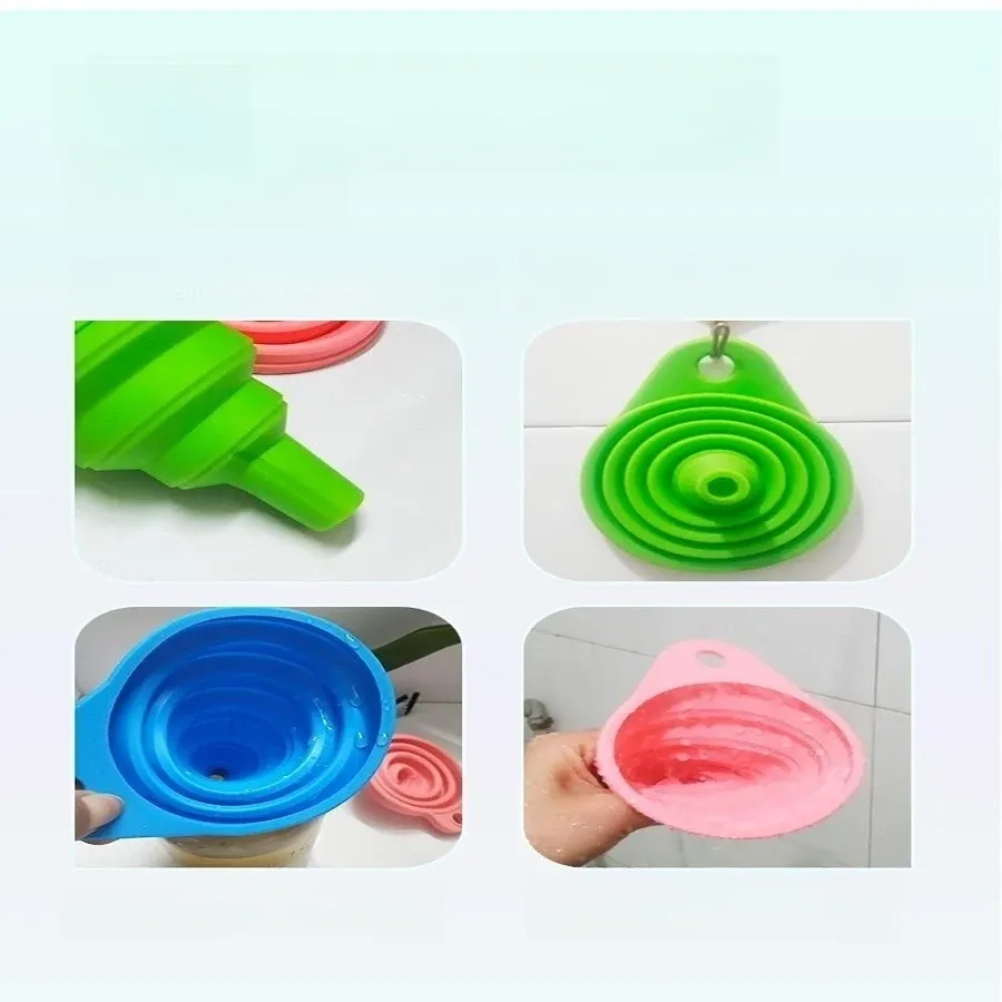 Entonnoirs en silicone présentés ensemble