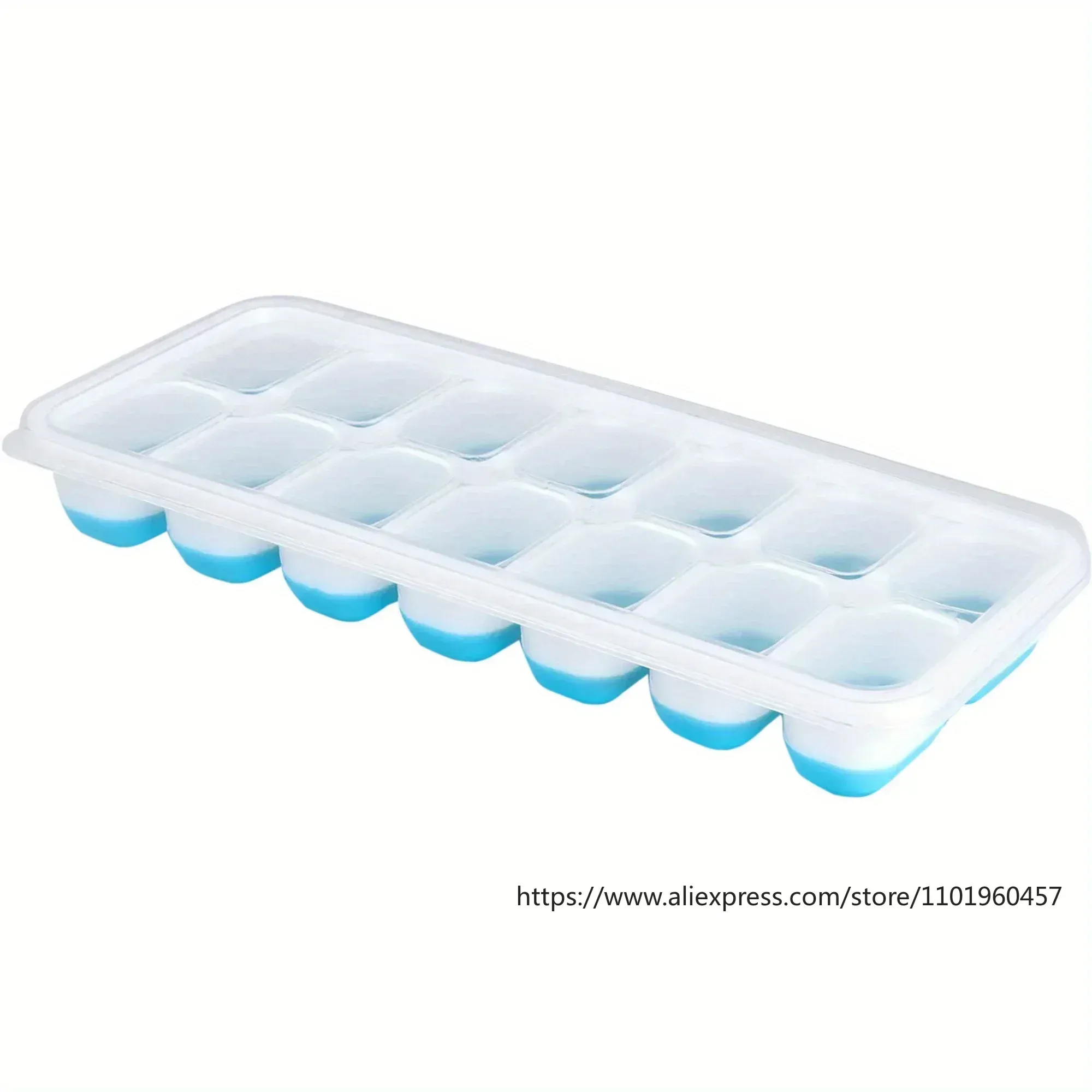 Moule à glaçons en silicone (1 pièce), flexible et à démoulage facile, avec couvercle amovible anti-déversement et plateaux empilables 6