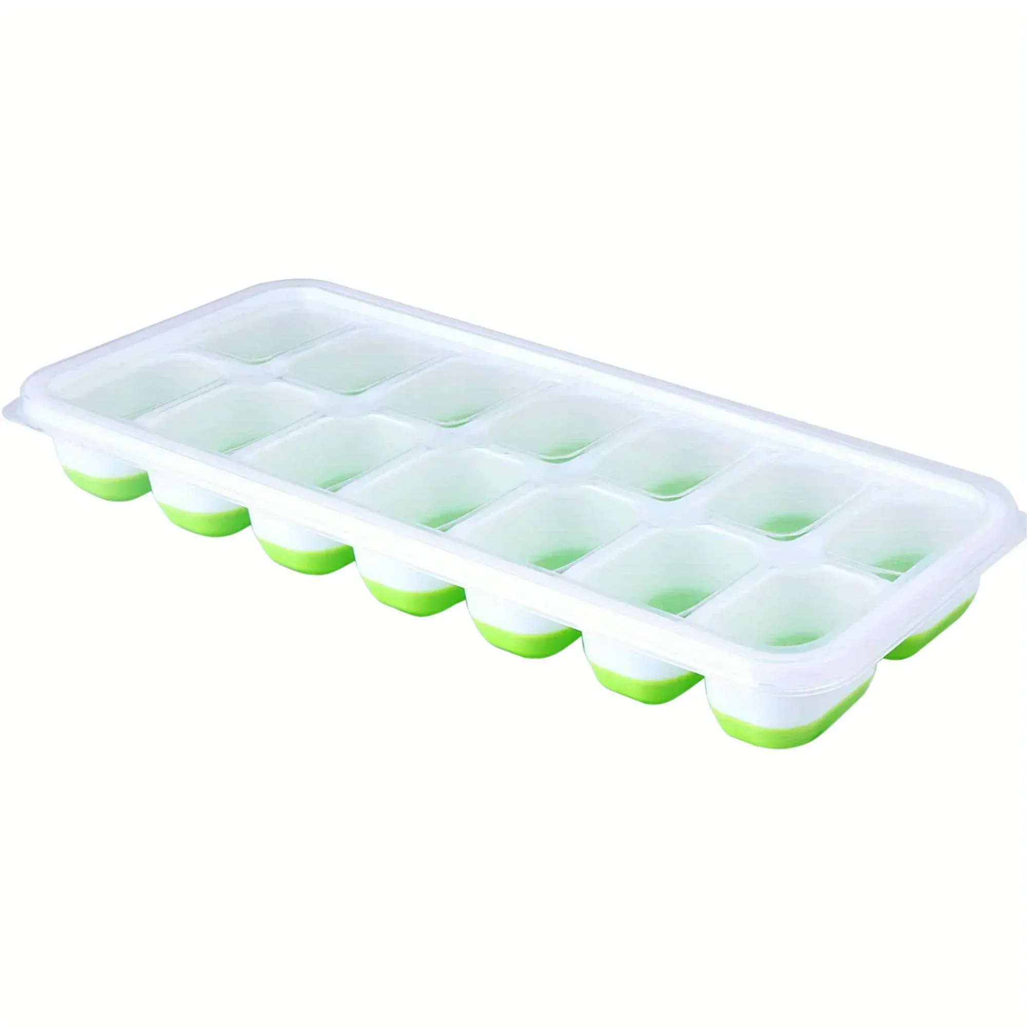 Moule à glaçons en silicone (1 pièce), flexible et à démoulage facile, avec couvercle amovible anti-déversement et plateaux empilables 8