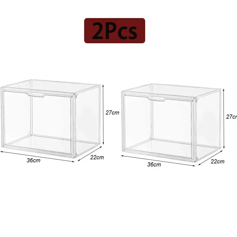 Boîte de rangement transparente en acrylique de grande capacité pour figurines, organisateur de maquillage et accessoires 19