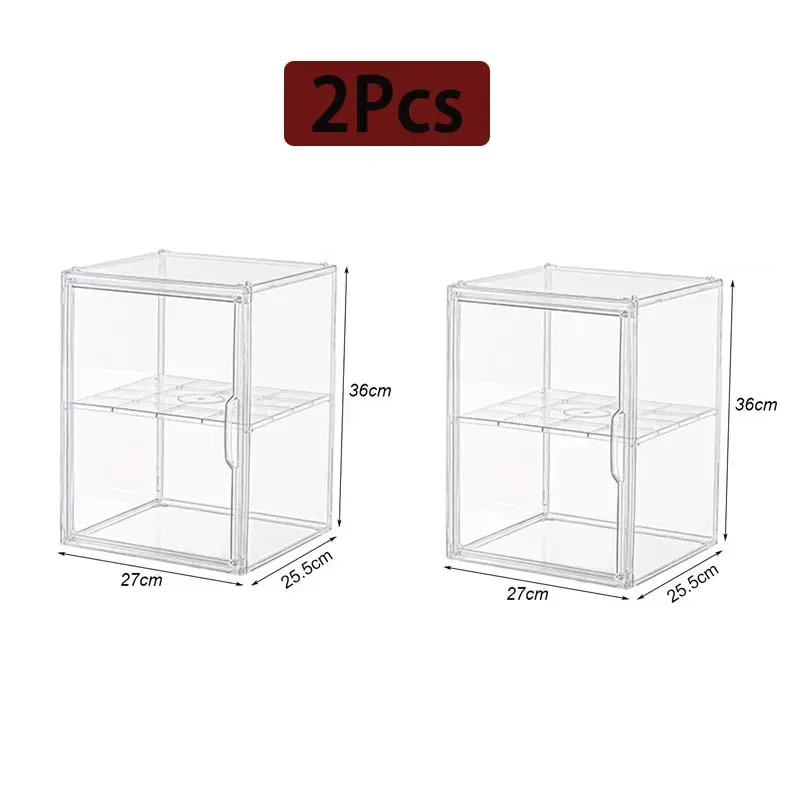 Boîte de rangement transparente en acrylique de grande capacité pour figurines, organisateur de maquillage et accessoires 18