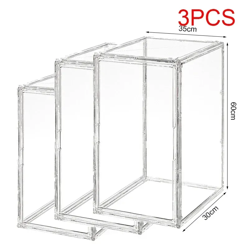 Boîte de rangement transparente en acrylique de grande capacité pour figurines, organisateur de maquillage et accessoires 10