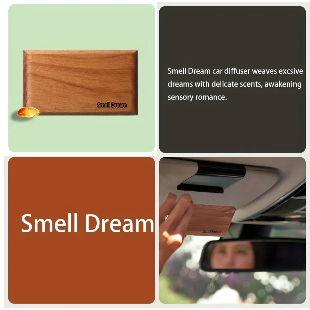 Désodorisant voiture en bois, diffuseur de parfum automobile longue durée, parfum ambre (6 parfums) 3