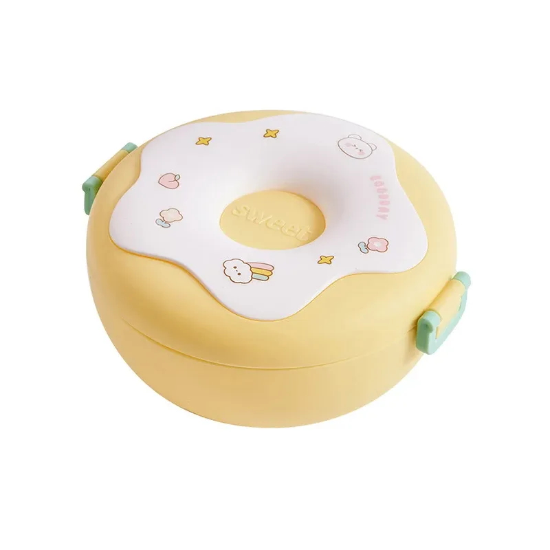 Boîte à déjeuner enfant en forme de beignet, 3 compartiments, étanche et micro-ondable, avec fourchette et cuillère 9