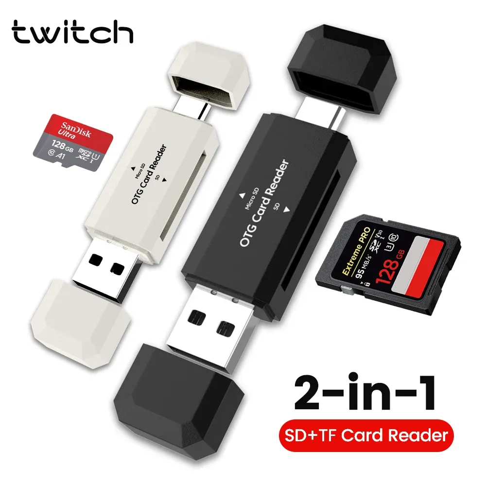 Lecteur de cartes SD/TF 2 en 1 USB-C et USB 2.0 pour PC et ordinateur portable