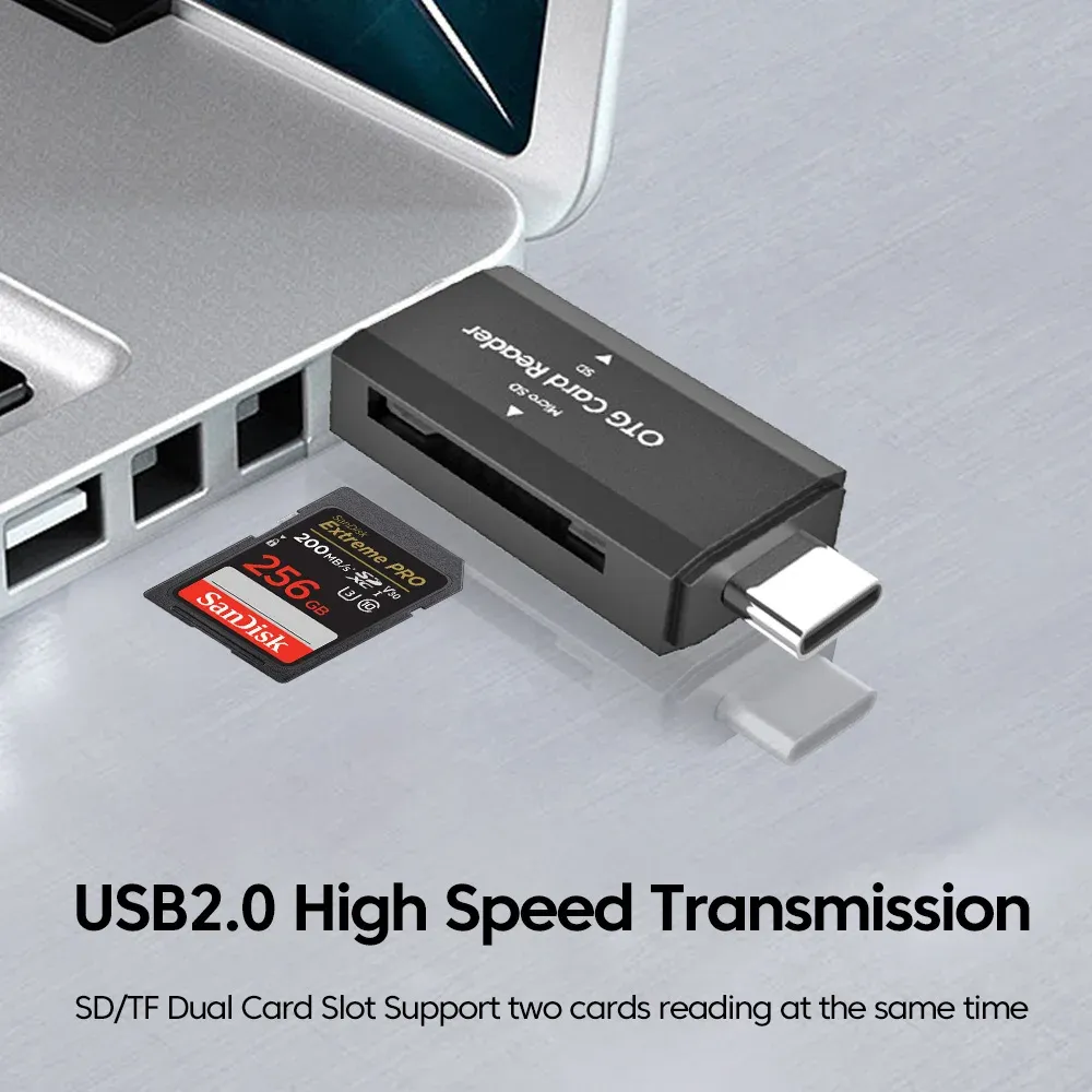 Lecteur de cartes SD/TF 2 en 1 USB-C et USB 2.0 pour PC et ordinateur portable 3