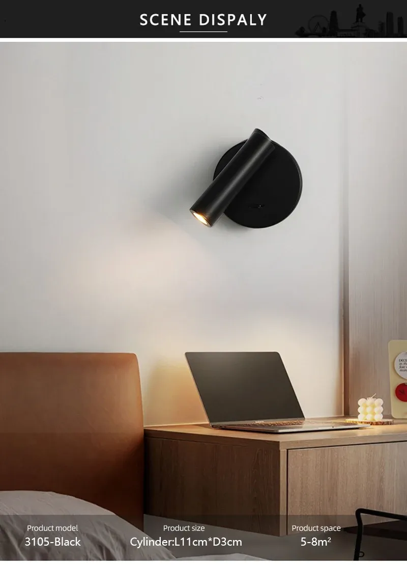 Applique murale LED finition noire et blanche