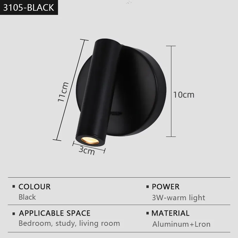 Applique murale LED moderne, rotative et réglable, idéale pour la lecture, la chambre, le chevet, le salon et le bureau 8