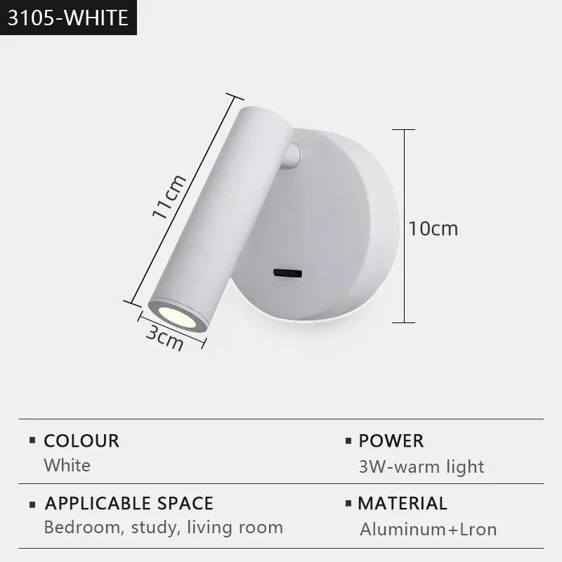 Applique murale LED moderne, rotative et réglable, idéale pour la lecture, la chambre, le chevet, le salon et le bureau 7