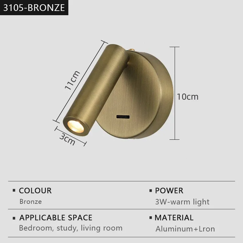 Applique murale LED moderne, rotative et réglable, idéale pour la lecture, la chambre, le chevet, le salon et le bureau 12