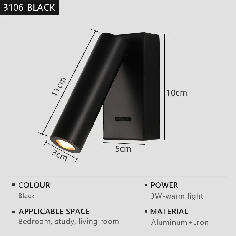 Applique murale LED moderne, rotative et réglable, idéale pour la lecture, la chambre, le chevet, le salon et le bureau 11