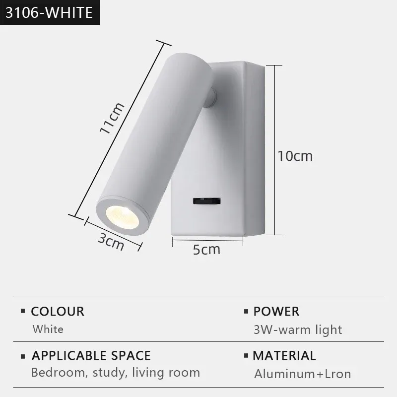 Applique murale LED moderne, rotative et réglable, idéale pour la lecture, la chambre, le chevet, le salon et le bureau 10