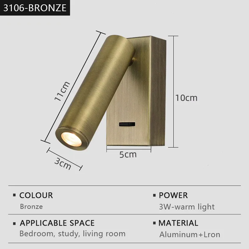 Applique murale LED moderne, rotative et réglable, idéale pour la lecture, la chambre, le chevet, le salon et le bureau 9