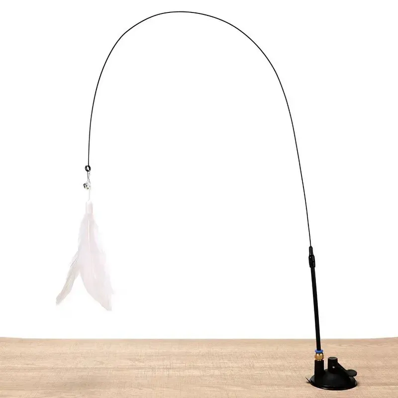 Baguette à plumes interactive pour chats et chatons avec ventouse détachable et 2 plumes de rechange 8