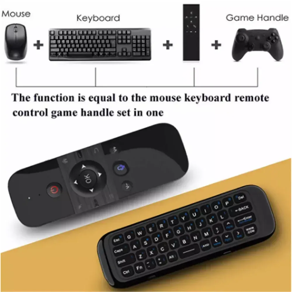Souris vocale 2 en 1 sans fil avec mini clavier Bluetooth 2.4G et télécommande rechargeable à apprentissage infrarouge pour Smart TV et Android TV Box 3