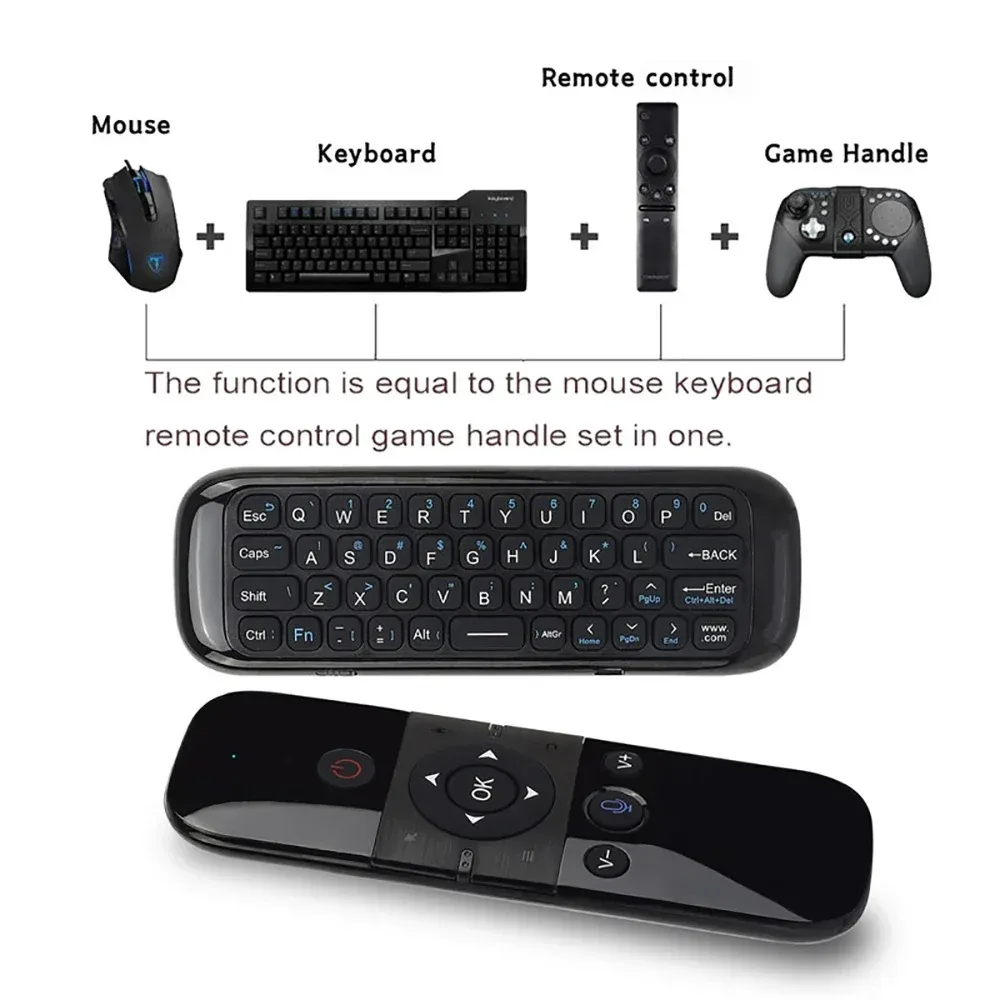 Souris vocale 2 en 1 sans fil avec mini clavier Bluetooth 2.4G et télécommande rechargeable à apprentissage infrarouge pour Smart TV et Android TV Box 2