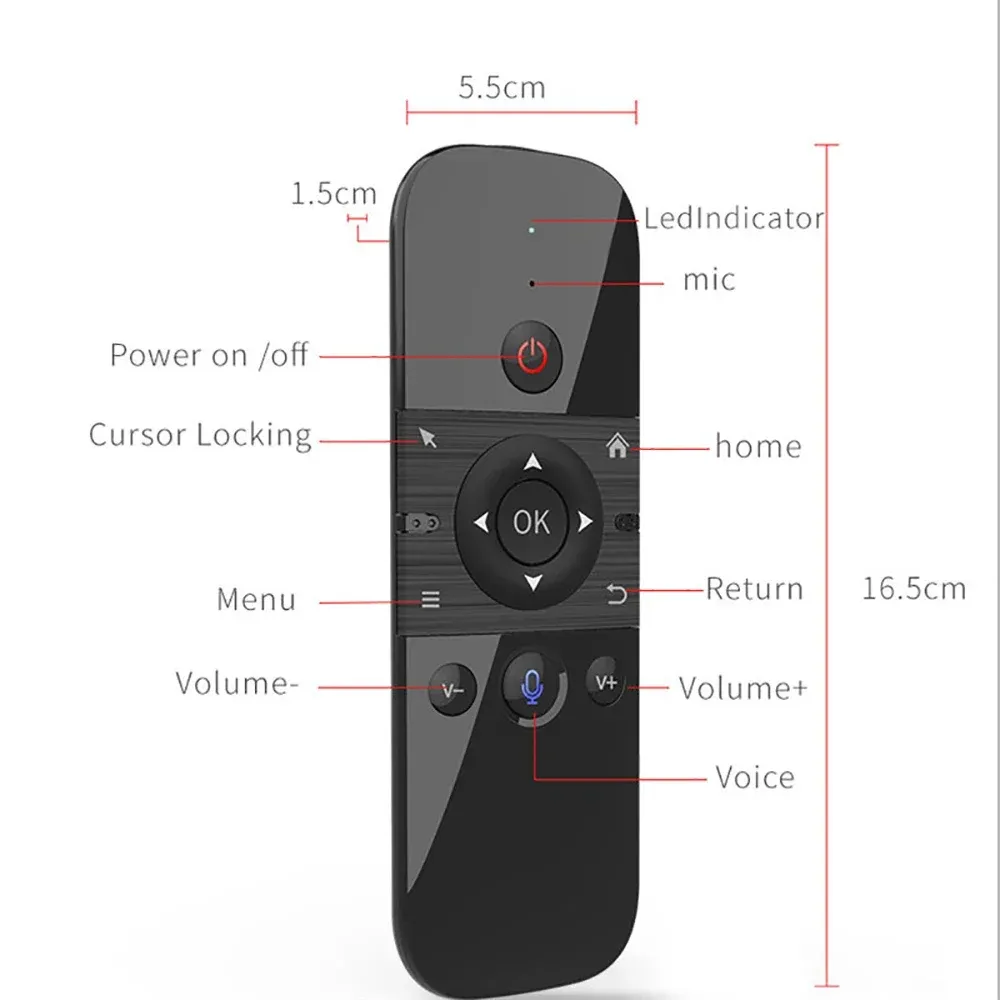 Souris vocale 2 en 1 sans fil avec mini clavier Bluetooth 2.4G et télécommande rechargeable à apprentissage infrarouge pour Smart TV et Android TV Box 6