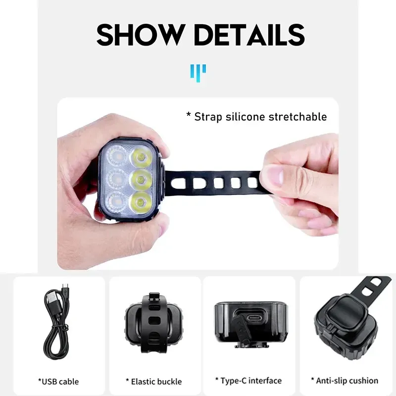 Feu avant et arrière LED rechargeable USB pour vélo Q6, ensemble d'éclairage pour VTT et vélo de route 5