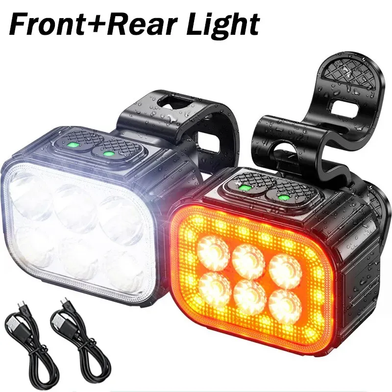 Feu avant et arrière LED rechargeable USB pour vélo Q6, ensemble d'éclairage pour VTT et vélo de route 7