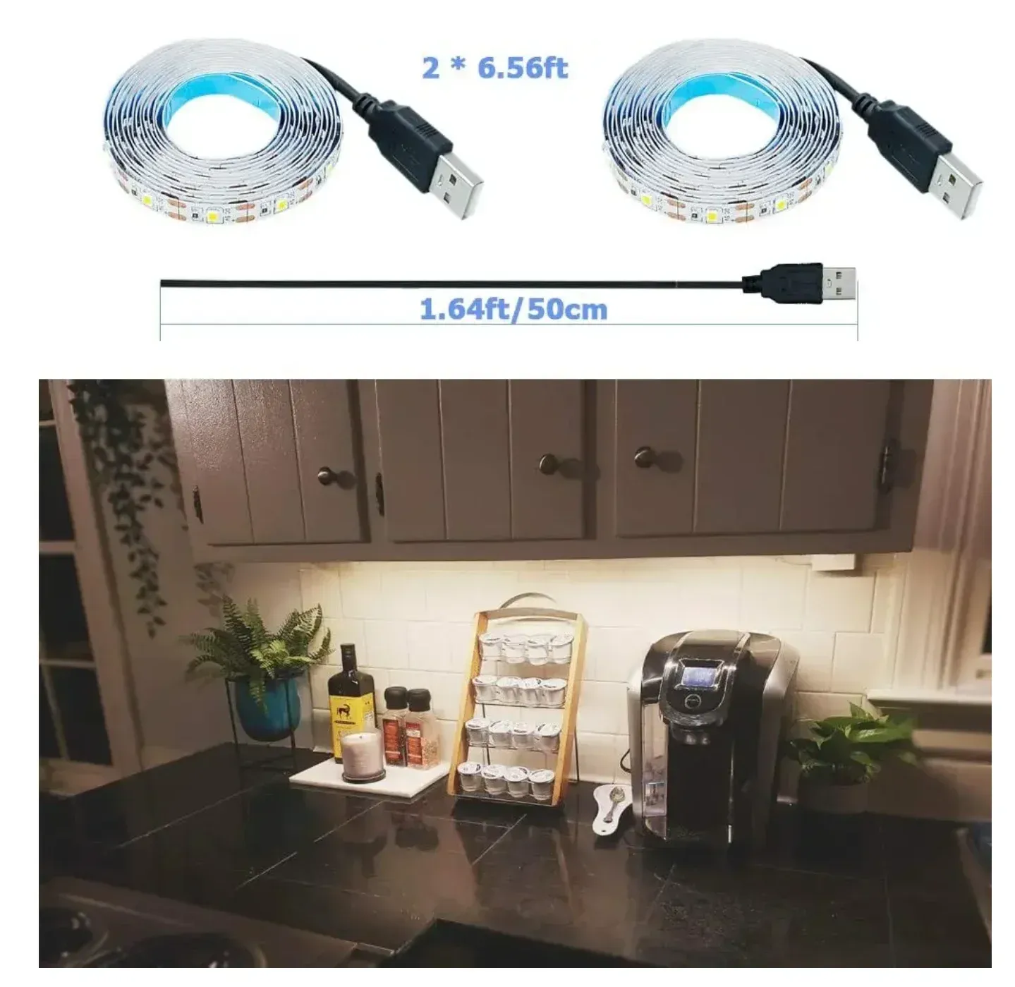 Bande LED USB 5V 2835 blanc chaud, rétroéclairage TV, décoration maison, 1 à 5 m 5