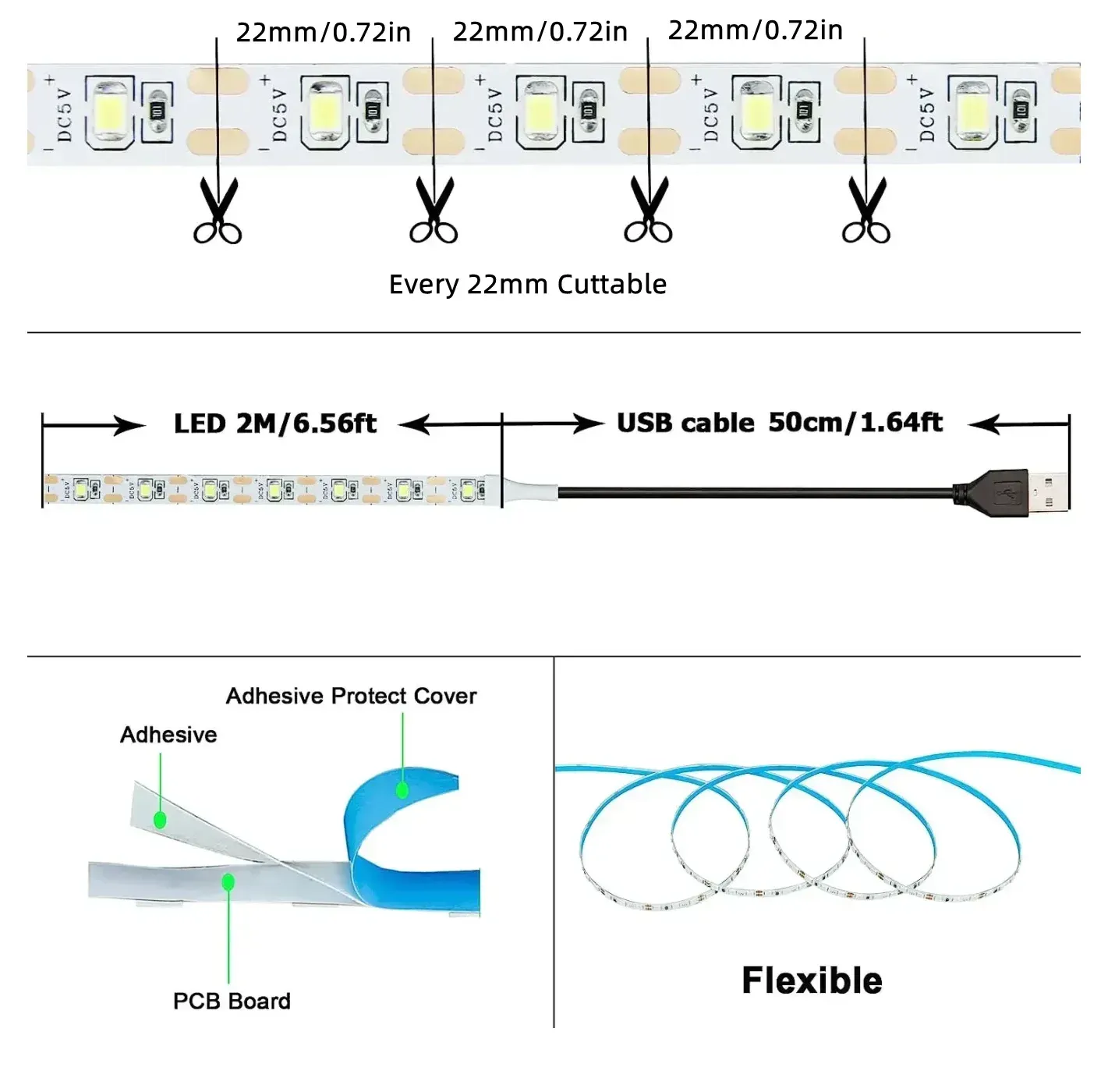 Ruban LED installé derrière un téléviseur