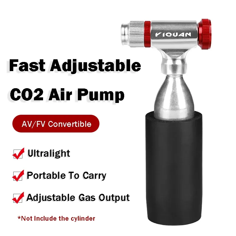 Pompe à air CO2 portable et rapide en alliage d'aluminium, gonfleur de pneus de vélo de route, réglable, VTT, accessoires de vélo - Image 1