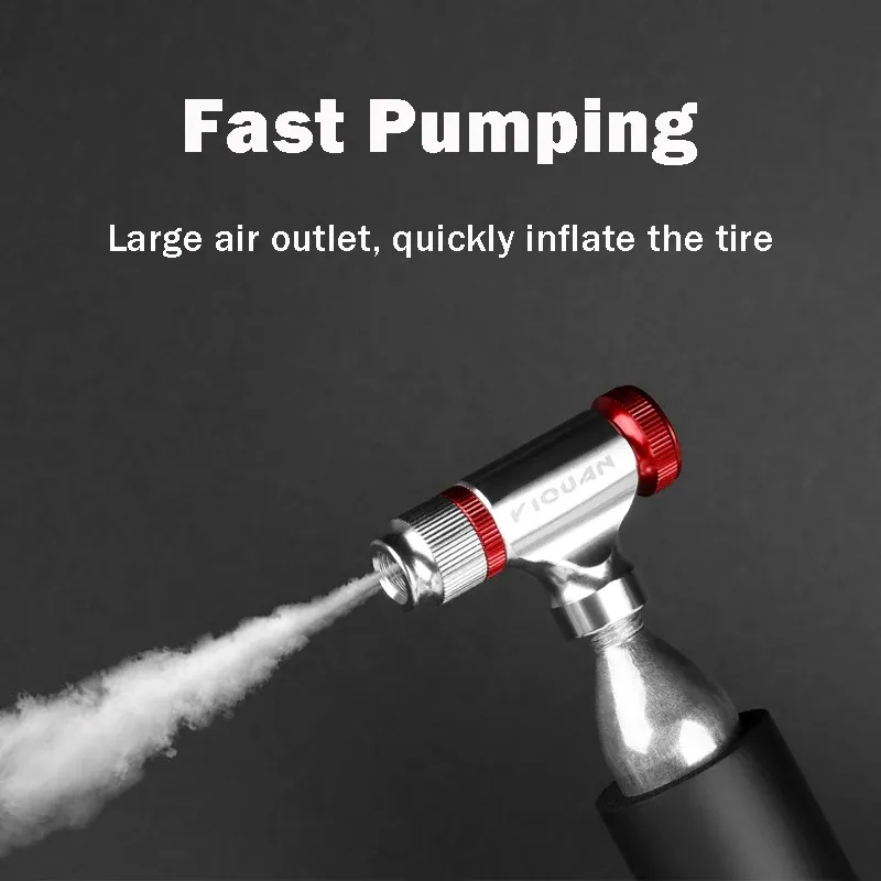 Pompe à air CO2 portable et rapide en alliage d'aluminium, gonfleur de pneus de vélo de route, réglable, VTT, accessoires de vélo 2