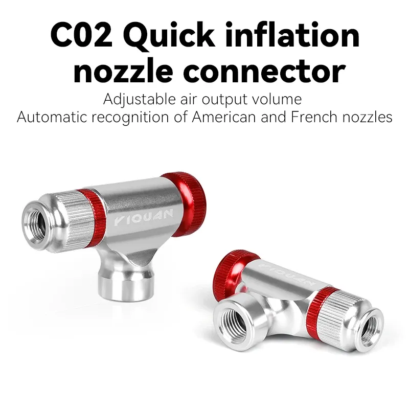 Pompe à air CO2 portable et rapide en alliage d'aluminium, gonfleur de pneus de vélo de route, réglable, VTT, accessoires de vélo 4