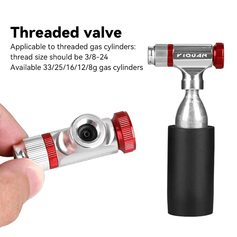 Pompe à air CO2 portable et rapide en alliage d'aluminium, gonfleur de pneus de vélo de route, réglable, VTT, accessoires de vélo 5