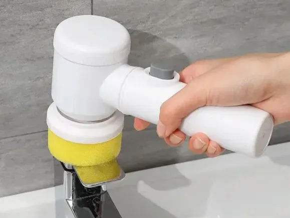 Brosse de nettoyage électrique rotative sans fil à têtes interchangeables, multifonction pour la maison 5