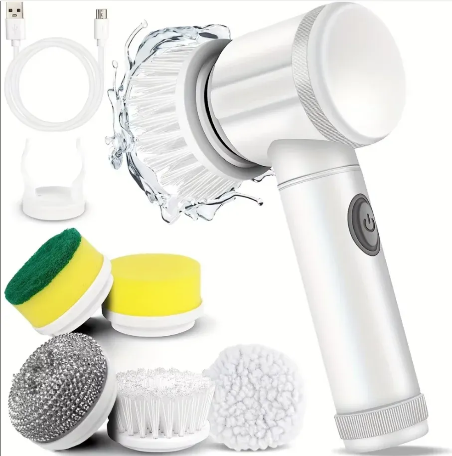 Brosse de nettoyage électrique rotative sans fil à têtes interchangeables, multifonction pour la maison 7