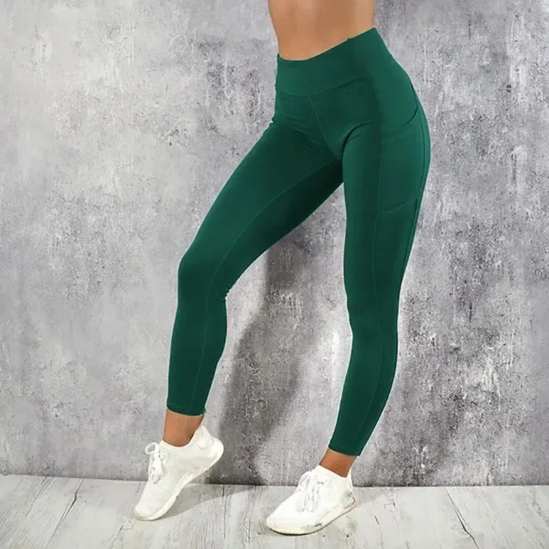 Leggings de yoga et fitness taille haute pour femme avec poche, extensibles, coupe ajustée et sexy, idéaux pour la gymnastique, l'entraînement et la course 6