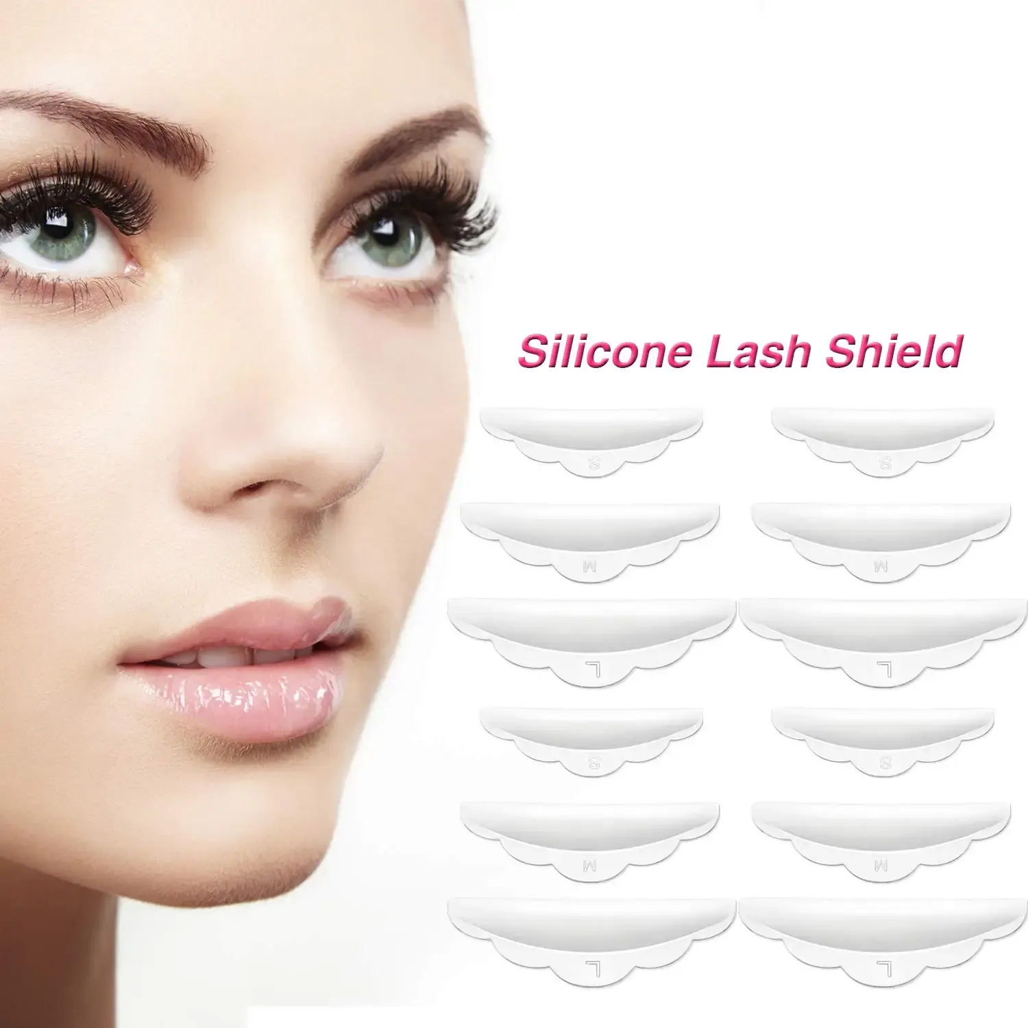 Coussinets de permanente de cils en silicone, 5 paires, avec brosse à cils 3D et applicateur de recourbe-cils 3