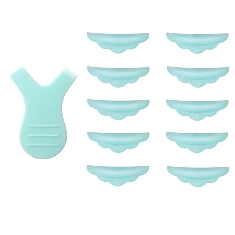 Coussinets de permanente de cils en silicone, 5 paires, avec brosse à cils 3D et applicateur de recourbe-cils 10