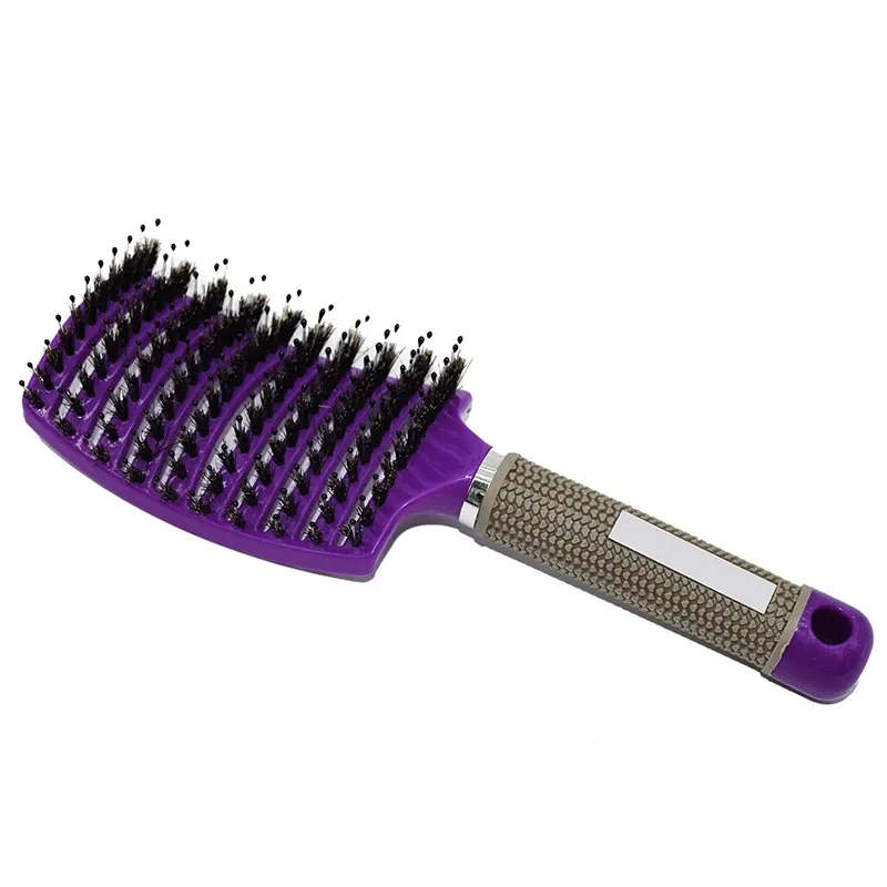 Brosse démêlante pour cheveux humides et bouclés, brosse de massage du cuir chevelu à poils en nylon pour femmes, outil de coiffure professionnel pour salon 7