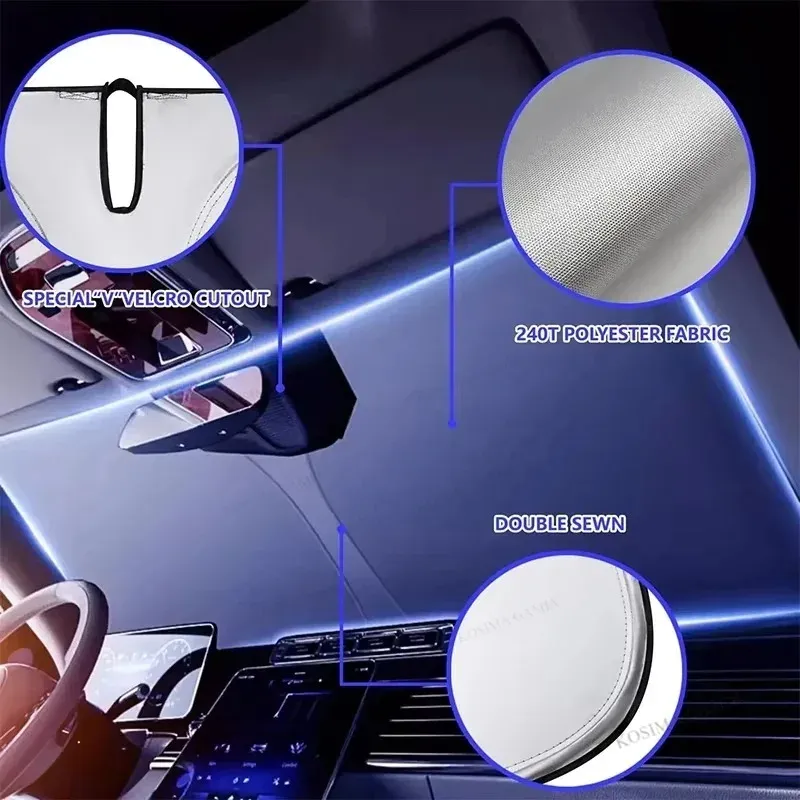 Pare-soleil pliable automatique pour pare-brise de voiture, protection UV, accessoires de style estival 3