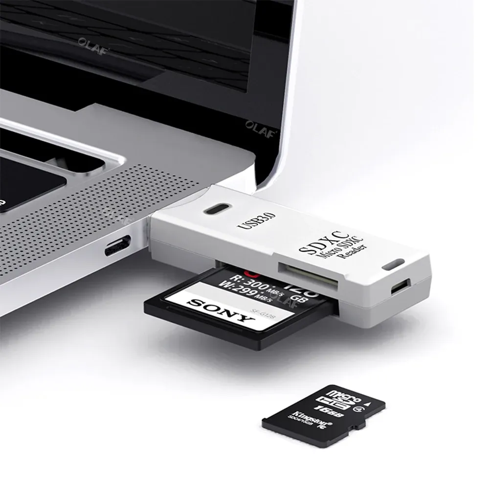 Lecteur de carte USB 3.0/2.0 2 en 1 pour cartes MicroSD TF et SD, haute vitesse, compatible PC et ordinateurs portables 3