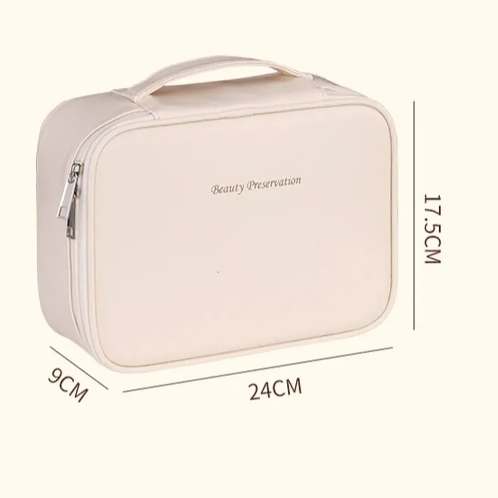 Trousse de maquillage à double couche pour femme, grande capacité, organisateur cosmétique de luxe, idéale pour les voyages 6