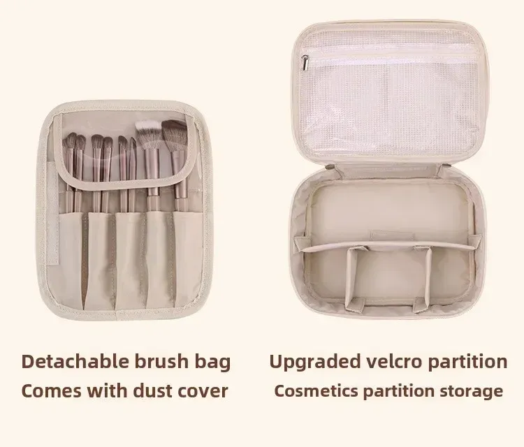 Trousse de cosmétiques ouverte présentant son espace de rangement