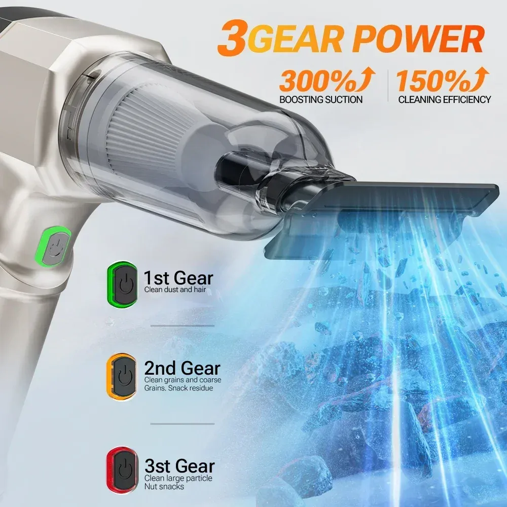 SZUK C017MAX Aspirateur de voiture portable sans fil à main, puissante aspiration 3