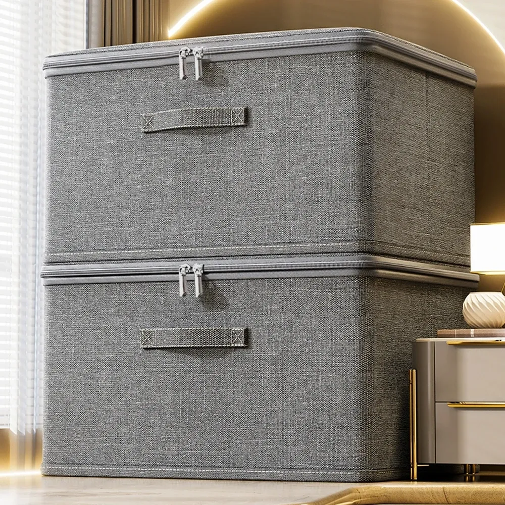 Boîte de rangement pliable avec couvercle zippé pour pantalons et jeans, grande capacité, organisateur de tiroirs et de placard 2
