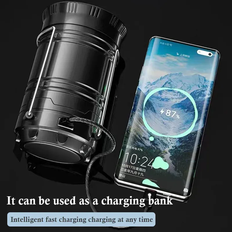 Lampe de poche solaire, finition dorée