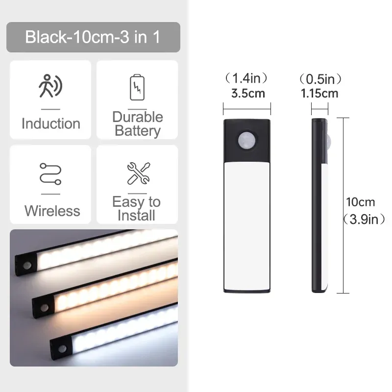 Veilleuse LED sans fil rechargeable par USB avec capteur de mouvement, disponible en 10, 20, 30, 40 et 60 cm 13