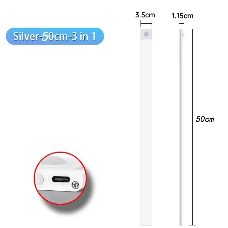 Veilleuse LED sans fil rechargeable par USB avec capteur de mouvement, disponible en 10, 20, 30, 40 et 60 cm 12