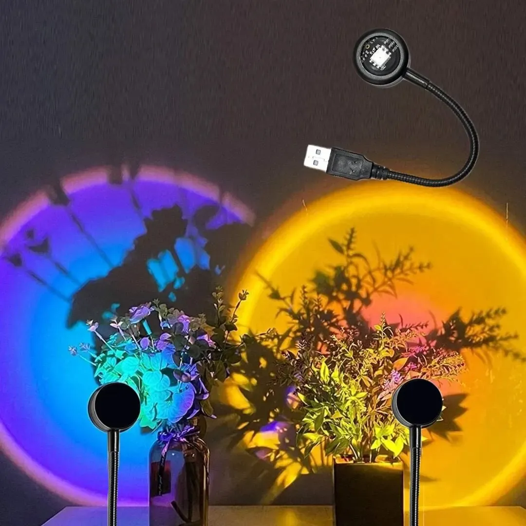 Projecteur LED USB coucher de soleil, lampe d'ambiance néon MeeToo pour salon et chambre, veilleuse décorative murale 5