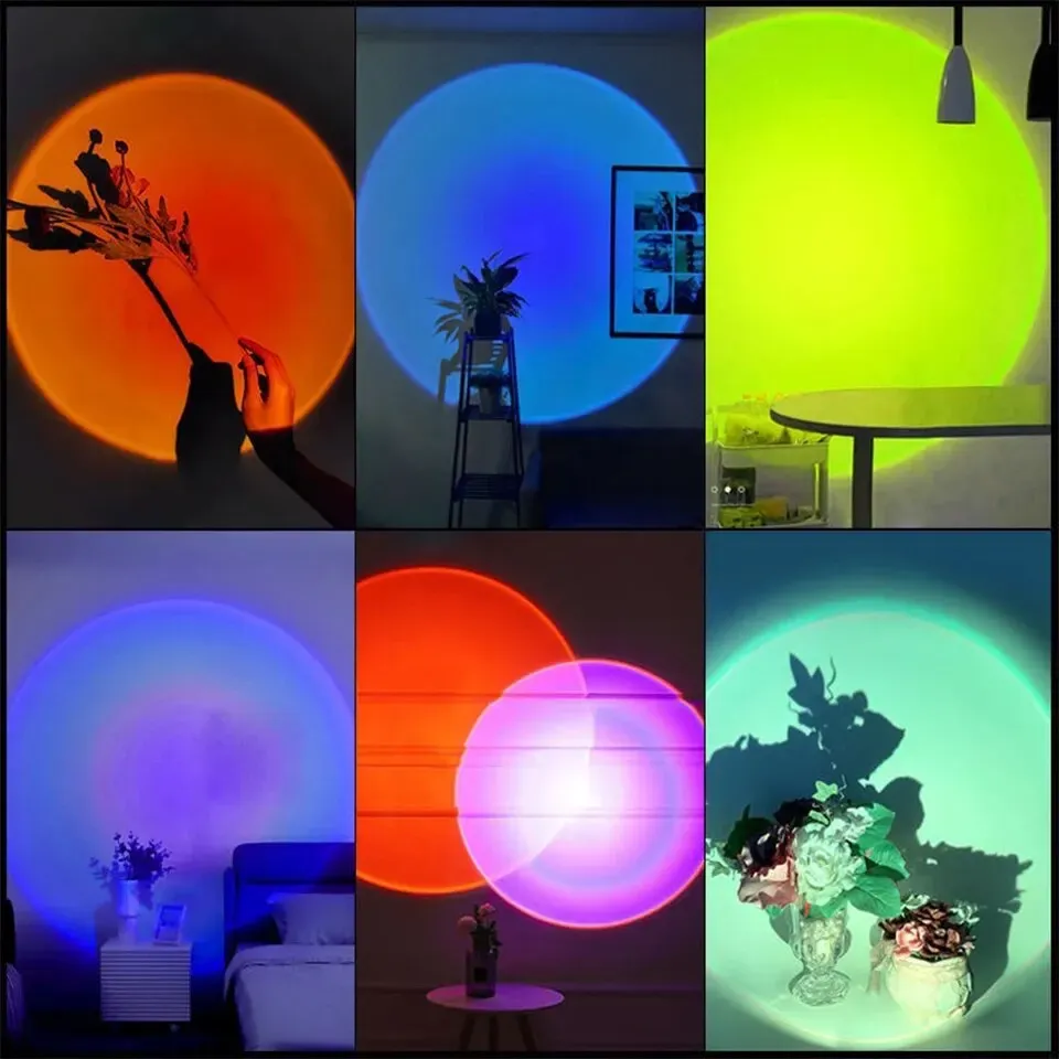 Projecteur LED USB coucher de soleil, lampe d'ambiance néon MeeToo pour salon et chambre, veilleuse décorative murale 6