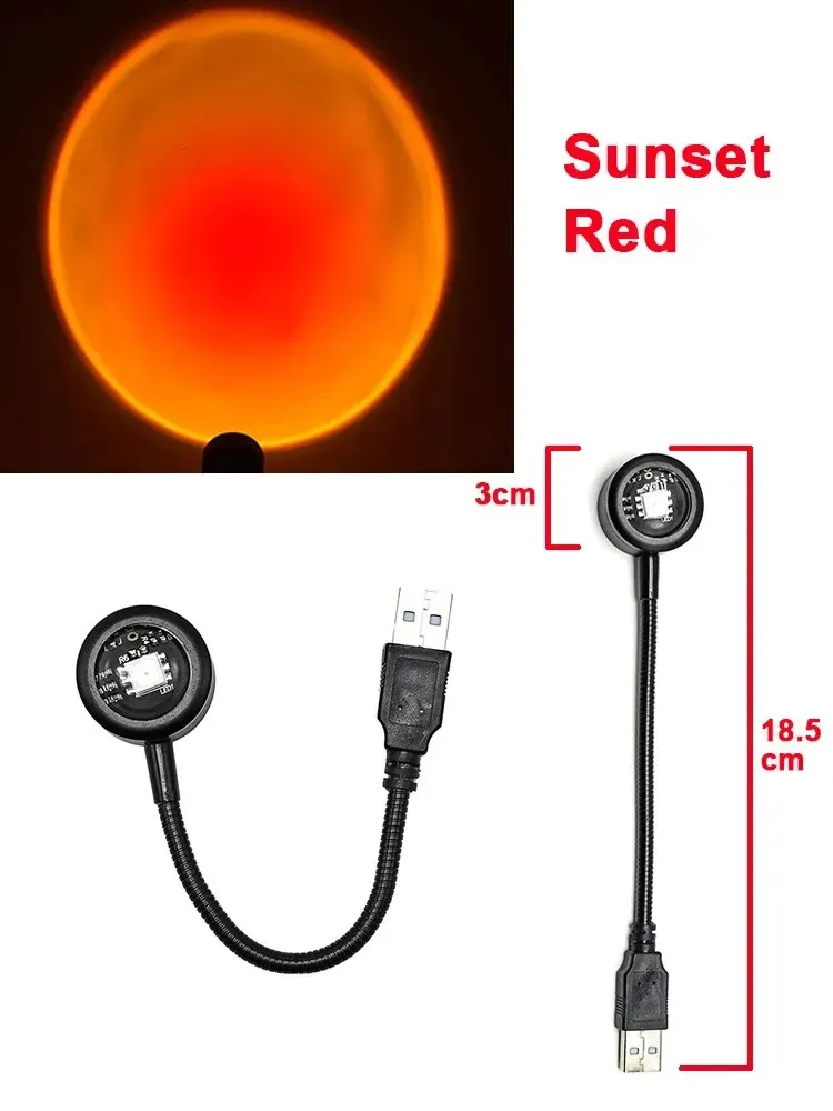 Projecteur LED USB coucher de soleil, lampe d'ambiance néon MeeToo pour salon et chambre, veilleuse décorative murale 7