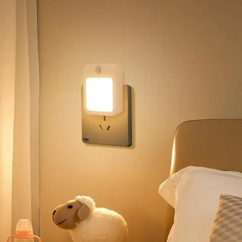 Veilleuse LED à détecteur de mouvement, prise UE, à intensité variable, sans fil, pour armoire, chevet, chambre de bébé, couloir 3